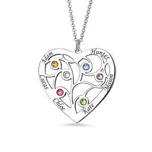 Collar de árbol genealógico con piedras natales