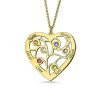Heart Family Tree Necklace with birthstones in Gold Plating