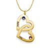 Collar de piedra natal de corazón en corazón - Chapado en oro