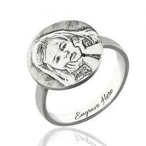 Personalisiertes Foto-graviertes Ring-Gedenkgeschenk für neue Mutter