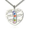 Collana Mom & #039; s con 6 nomi per bambini e pietra di nascita in argento sterling