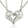 Coppia & #039; collana cuore spezzabile con pietre di nascita in argento