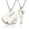 Juego de colgante con el nombre de la llave de mi corazón para pareja Plata de ley 925