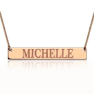 Engraved Name Bar Necklace In Rose Gold