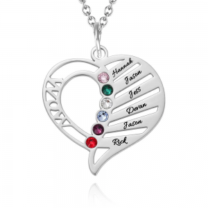 Collier de pierre de naissance maman gravé plaqué or