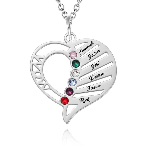 Collier de pierre de naissance maman gravé plaqué or