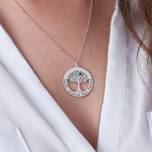 Collar circular de árbol de la vida con piedras natales