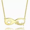 Dog Paw Print Infinity Name Halsband 14k guldpläterad