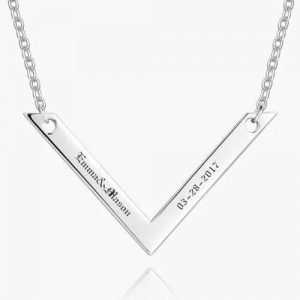 Engraved Bar Necklace Silver