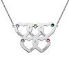 Grabado de cinco corazones collar con piedras de nacimiento