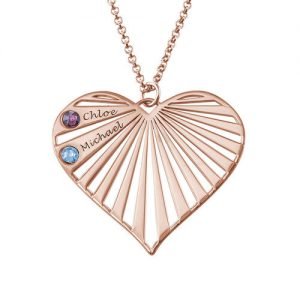 Family Necklace with birthstones in Rose Gold Plating