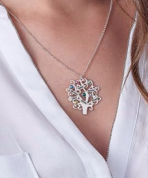 Family Tree Sterling Silver Personalized Necklace