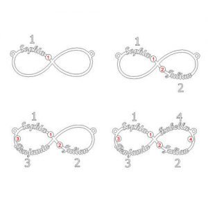 Infinity 4 namen ketting met geboortestenen