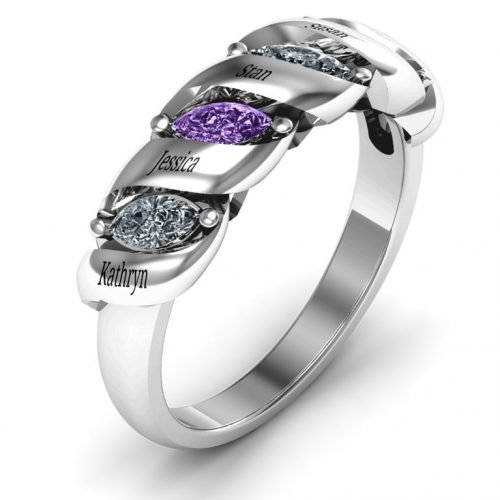 Anillo espiral con fila de marquesa