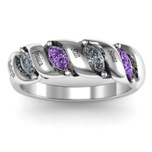 Anillo espiral con fila de marquesa