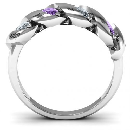 Anillo espiral con fila de marquesa