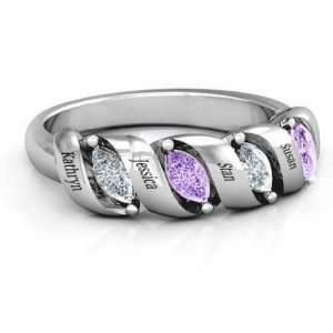 Anillo espiral con fila de marquesa