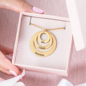 Ketting met drie schijven en vergulding