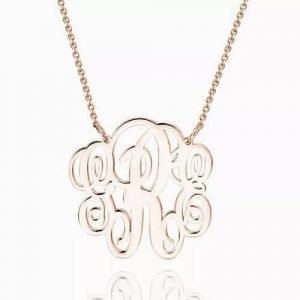 Fancy Monogram Necklace Rose Gold Plated