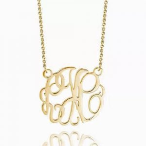 Monogram Necklace 14k Gold Plated