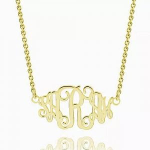 Celebrity Monogram Necklace 14K Gold Plated