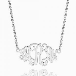 Celebrity Monogram Necklace Silver
