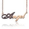 Rose Gold Script Name Necklace Initial Full Birthstones