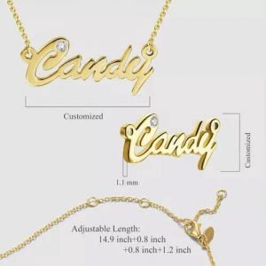 Personalized CZ Name Necklace 14k Gold Plated