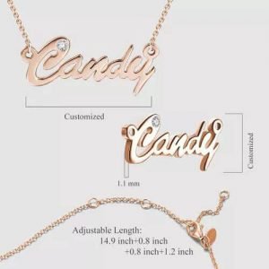 Collar con nombre CZ personalizado en oro rosa