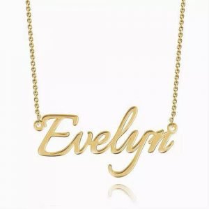 Collar con nombre personalizado chapado en oro de 14 k