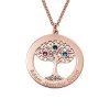 Rose Gold Plating Circle Tree of Life halskæde med fødselssten