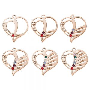 Engraved Mom Birthstone Necklace Rose Gold Plating
