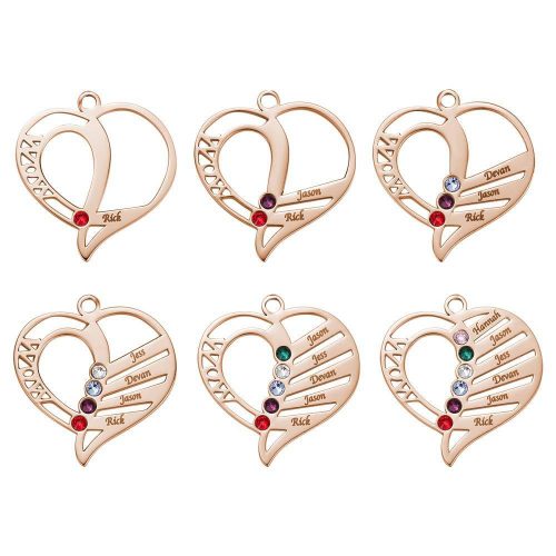 Engraved Mom Birthstone Necklace Rose Gold Plating
