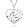 Collier coeur de naissance avec noms gravés