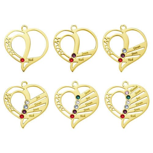 Collier de pierre de naissance maman gravé plaqué or