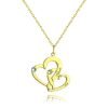 Gegraveerde ketting met twee harten met vergulding