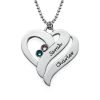 Two Hearts Forever One ketting met geboortestenen