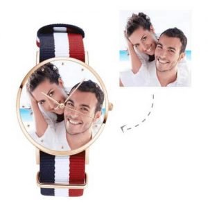Uniseks roségoudkleurige fotohorloge kleur nylon band