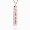 Vertical Bar Necklace With Engraving Rose Gold Plated