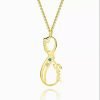 Vertical Infinity Name Necklace With Birthstones 14K Gold Plated