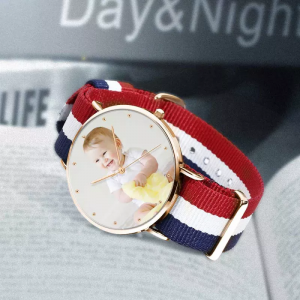 Reloj unisex Rose Goldtone Photo Color correa de nylon
