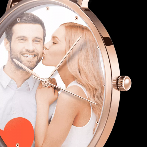 Reloj para mujer Rose Goldtone Photo con correa de cuero roja