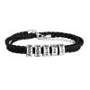 Pulsera personalizada de plata esterlina para hombres con trenzas negras y pequeñas pulseras personalizadas