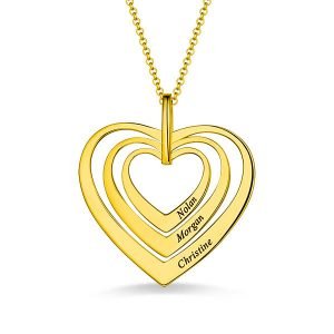 Collar Family Hearts en baño de oro