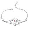 Pulsera de piedras de nacimiento con corazón entrelazado grabado