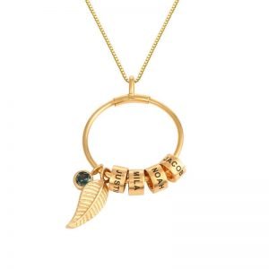 Collar colgante circular con hojas y cuentas personalizadas