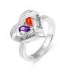 Forever Together Gegraveerde Birthstone Heart Ring voor haar