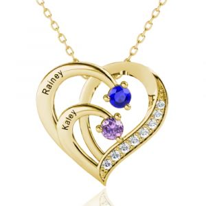 Heart Birthstone Necklaces in 925 Sterling Silver
