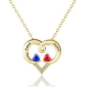 Collar de piedra natal con corazón grabado 2 de Forever Love