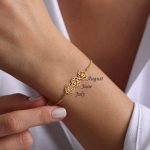 Personalized Birth Flower Bracelet in 925 Sterling Silver